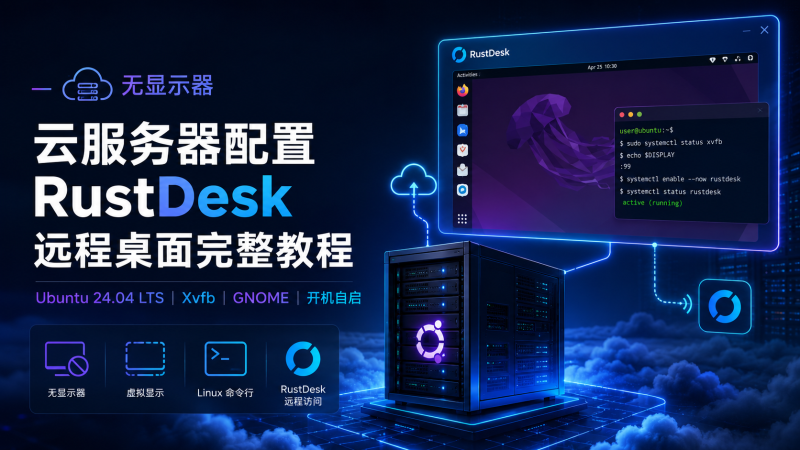无显示器云服务器配置 RustDesk 远程桌面完整教程-九流网络