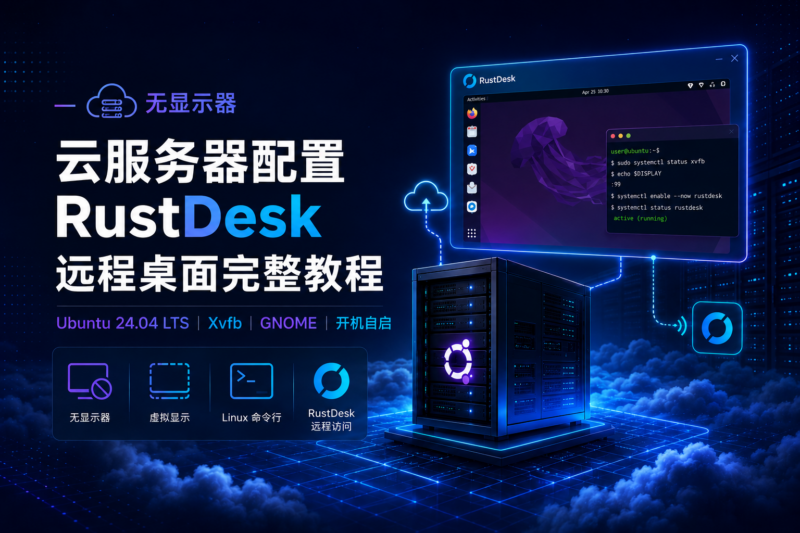 无显示器云服务器配置 RustDesk 远程桌面完整教程-九流网络