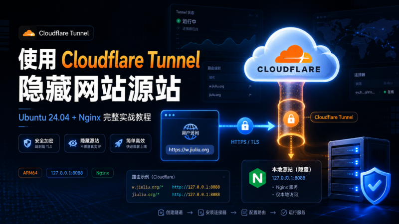使用 Cloudflare Tunnel 隐藏网站源站：Ubuntu 24.04 + Nginx 完整实战教程-九流网络