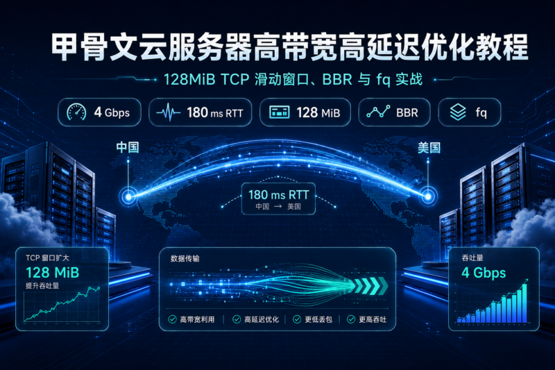 甲骨文云服务器高带宽高延迟优化教程:128MiB TCP 滑动窗口、BBR 与 fq 实战-九流网络