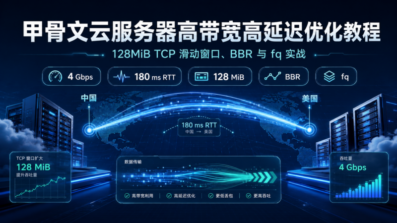甲骨文云服务器高带宽高延迟优化教程：128MiB TCP 滑动窗口、BBR 与 fq 实战-九流网络